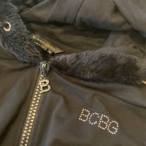 BCBG Black Hoodie with rhinestone detail Size XL - Picture 3 of 4